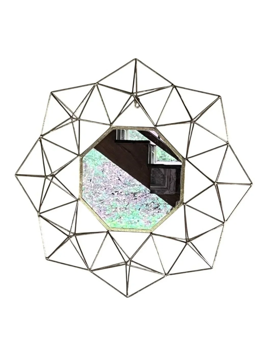 Geometric Gold Frame Mirror With Art Deco Octagon Design 24